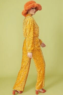 JAYLEY Orange Sequin Trousers With Elasticated Waste -Long Maxi Dress Sales Store jayley orange sequin trousers with elasticated waste p13267 89851 image