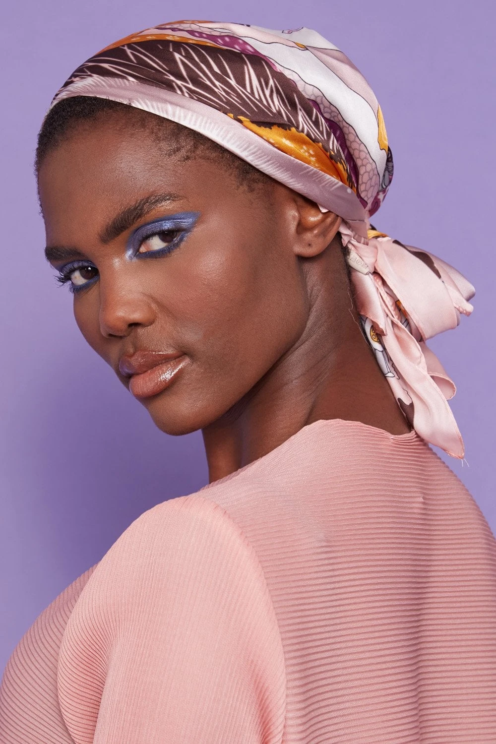 JAYLEY Pink Abstract Silk Scarf 2 JAYLEY Pink Abstract Silk Scarf - Image 2