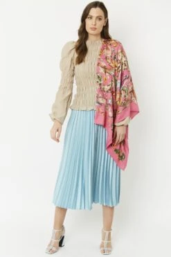 JAYLEY Pink Cashmere Blend Hand Painted Print Wrap -Long Maxi Dress Sales Store jayley pink cashmere blend hand painted print wrap p5215 64391 image