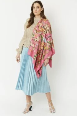 JAYLEY Pink Cashmere Blend Hand Painted Print Wrap -Long Maxi Dress Sales Store jayley pink cashmere blend hand painted print wrap p5215 64392 image