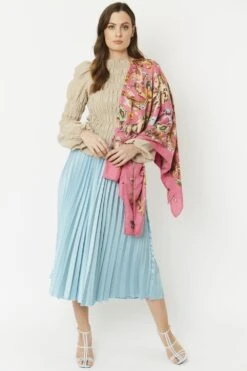 JAYLEY Pink Cashmere Blend Hand Painted Print Wrap -Long Maxi Dress Sales Store jayley pink cashmere blend hand painted print wrap p5215 64393 image