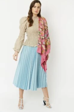 JAYLEY Pink Cashmere Blend Hand Painted Print Wrap -Long Maxi Dress Sales Store jayley pink cashmere blend hand painted print wrap p5215 64394 image