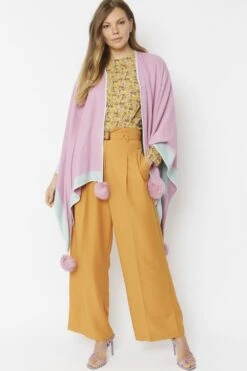 JAYLEY Pink Luxury Reversible Cashmere Blend And Pom Pom Wrap -Long Maxi Dress Sales Store jayley pink luxury reversible cashmere blend and pom pom wrap p3514 56928 image