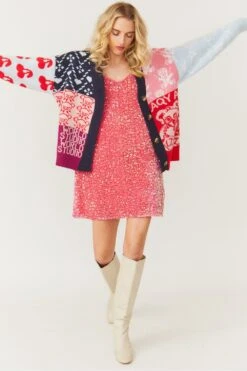 JAYLEY Pink Sequin Cami Ruffle Dress 15 JAYLEY Pink Sequin Cami Ruffle Dress -Long Maxi Dress Sales Store jayley pink sequin cami ruffle dress p11345 79117 image