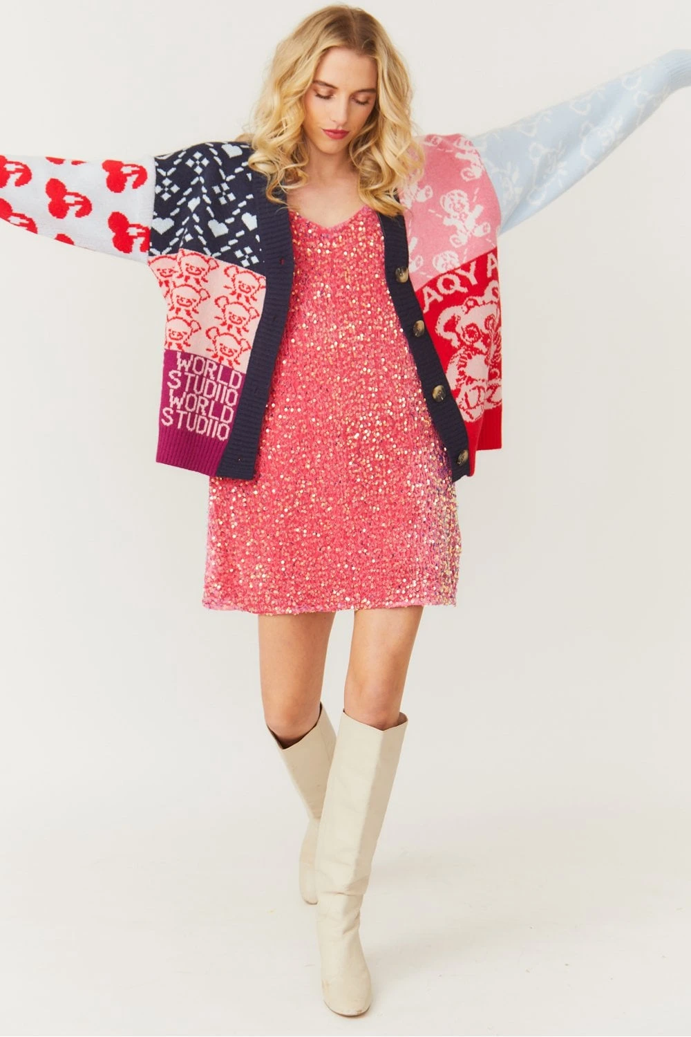 JAYLEY Pink Sequin Cami Ruffle Dress 8 JAYLEY Pink Sequin Cami Ruffle Dress - Image 8