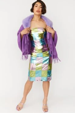 JAYLEY Purple Cashmere Blend Faux Fur Collar Wrap