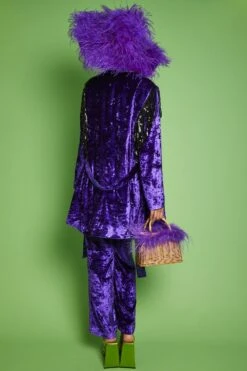 JAYLEY Purple Crushed Velvet Blazer Dress With Sequin Tassels -Long Maxi Dress Sales Store jayley purple crushed velvet blazer dress with sequin tassels p13510 91557 image