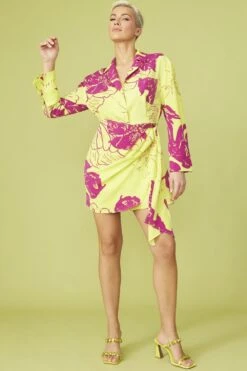 JAYLEY Rayon Blend Sienna Floral Mini Shirt Dress