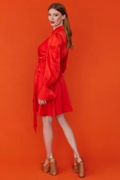 JAYLEY Red Tencel Blend Wrap Dress 6 JAYLEY Red Tencel Blend Wrap Dress -Long Maxi Dress Sales Store jayley red tencel blend wrap dress p13038 88284 image