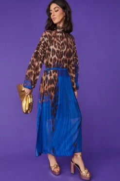 JAYLEY Silk Blend Leopard Maxi Dress -Long Maxi Dress Sales Store jayley silk blend leopard maxi dress p11882 82874 image