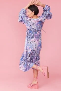 JAYLEY Silk Blend Purple Abstract Dress -Long Maxi Dress Sales Store jayley silk blend purple abstract dress p12297 84583 image