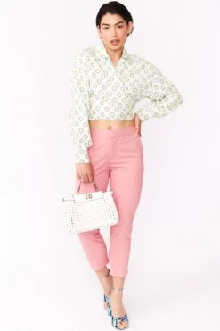 JAYLEY Sustainable Rose Petal Blouse With Spots In Baby Blue