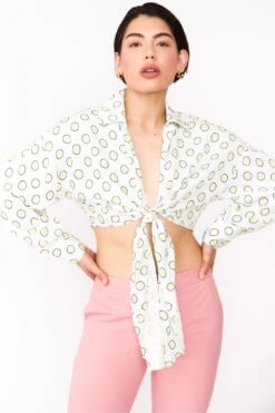 JAYLEY Sustainable Rose Petal Blouse With Spots In Baby Blue -Long Maxi Dress Sales Store jayley sustainable rose petal blouse with spots in baby blue p12088 83554 image