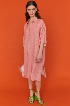 JAYLEY Sustainable Rose Petal Polka Dot Shirt Dress -Long Maxi Dress Sales Store jayley sustainable rose petal polka dot shirt dress p12071 83455 image