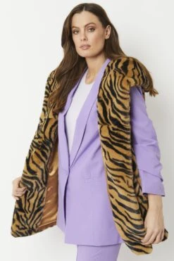 JAYLEY Tiger Print Faux Fur Hooded Gilet 15 JAYLEY Tiger Print Faux Fur Hooded Gilet -Long Maxi Dress Sales Store jayley tiger print faux fur hooded gilet p6228 70125 image