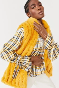 JAYLEY Yellow Faux Fur Gilet