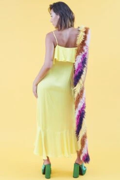 JAYLEY Yellow Silk Blend Maxi Ruffle Dress -Long Maxi Dress Sales Store jayley yellow silk blend maxi ruffle dress p14379 94866 image